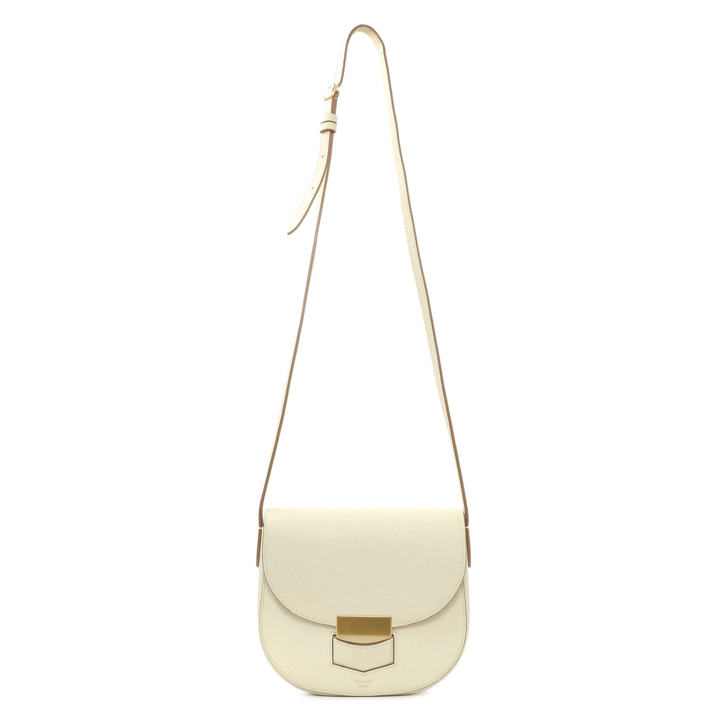 Exclusive Celine Ivory Grained Calfskin Small Trotteur — Front View
