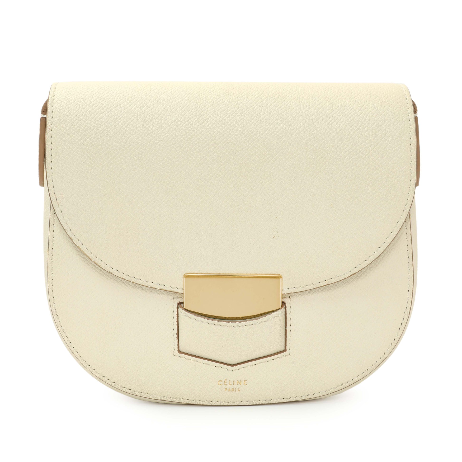Exclusive Celine Ivory Grained Calfskin Small Trotteur — Side View