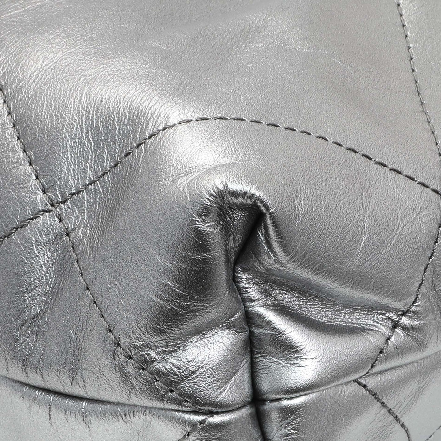 Exclusive Chanel Black Silver Metallic Shaded Quilted Shiny Calfskin Small Chanel 22 — Lifestyle View