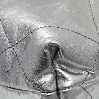 Exclusive Chanel Black Silver Metallic Shaded Quilted Shiny Calfskin Small Chanel 22 — Lifestyle View