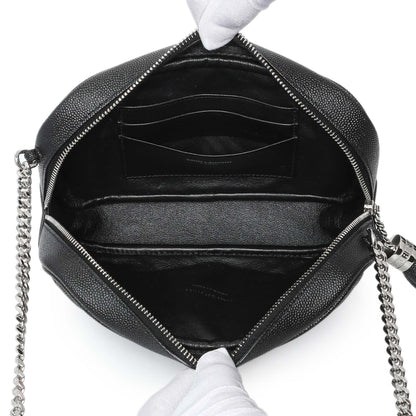 Exclusive Saint Laurent Black Grain De Poudre Matelasse Monogram Mini Lou Camera Bag — Top View
