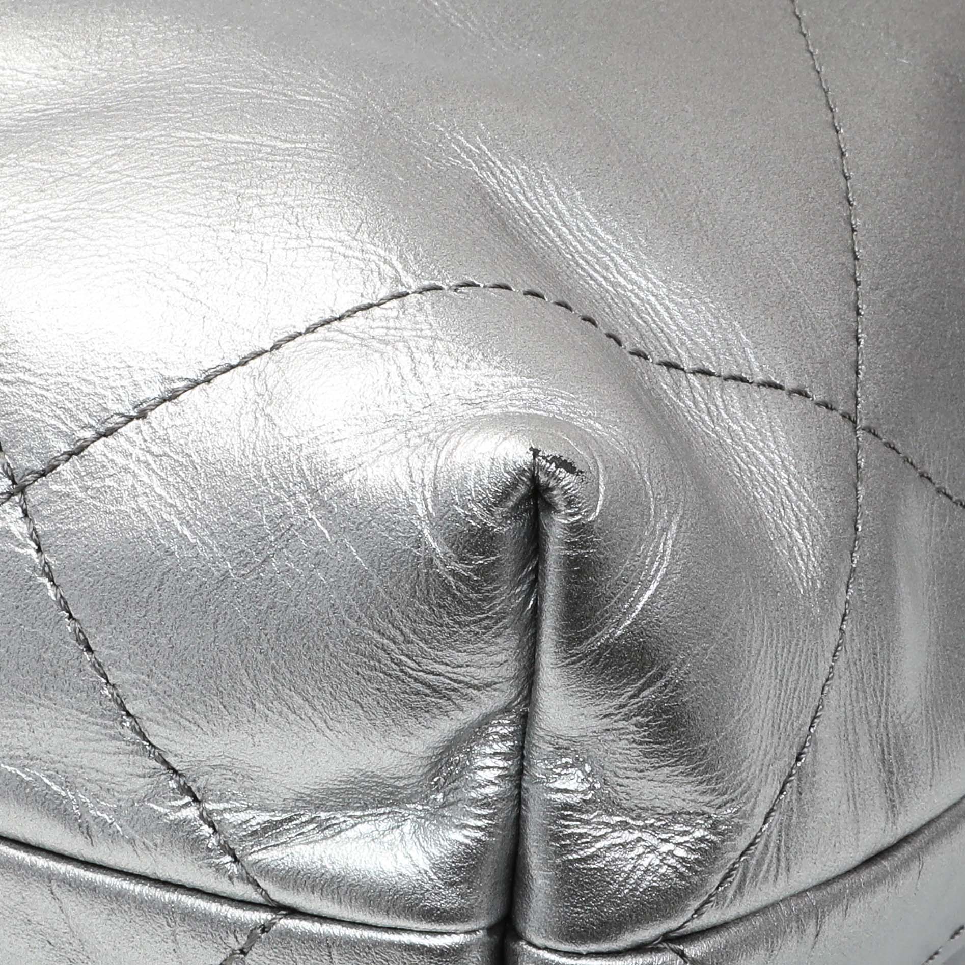 Exclusive Chanel Black Silver Metallic Shaded Quilted Shiny Calfskin Small Chanel 22 — Alternate View 7