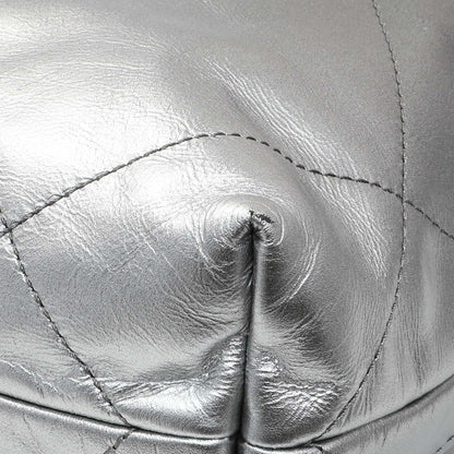 Exclusive Chanel Black Silver Metallic Shaded Quilted Shiny Calfskin Small Chanel 22 — Alternate View 7