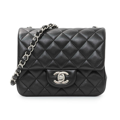 Exclusive Chanel Black Quilted Lambskin Mini Square Flap — Front View