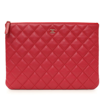 Exclusive Chanel Pink Quilted Lambskin Medium Cosmetic Case — Front View