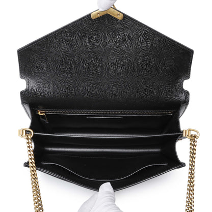 Exclusive Saint Laurent Black Grain De Poudre Monogram Cassandra Clasp Bag — Top View