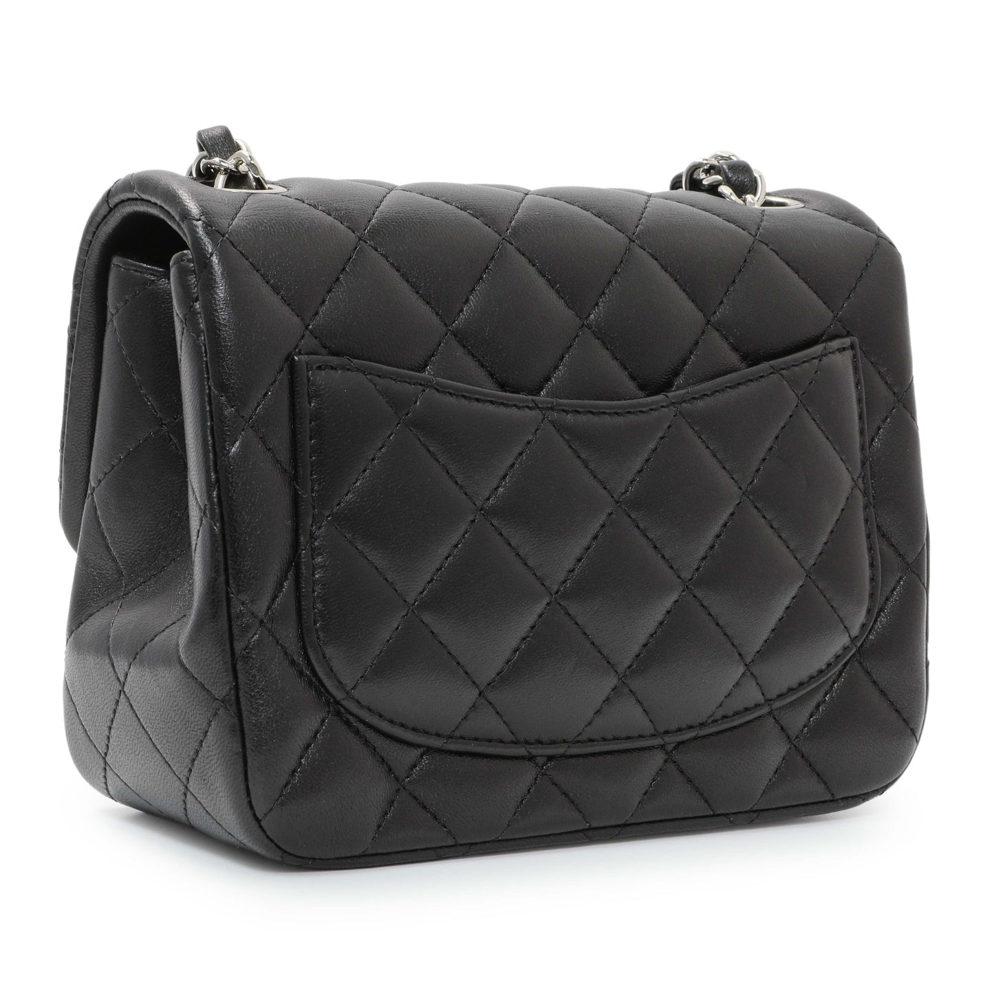 Exclusive Chanel Black Quilted Lambskin Mini Square Flap — Side View
