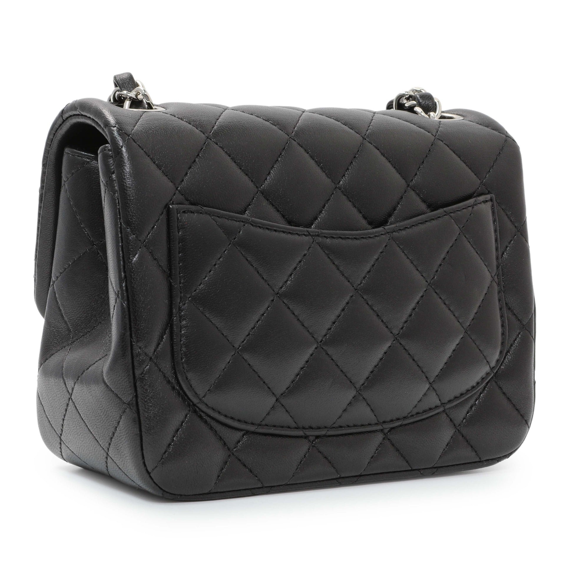 Exclusive Chanel Black Quilted Lambskin Mini Square Flap — Side View