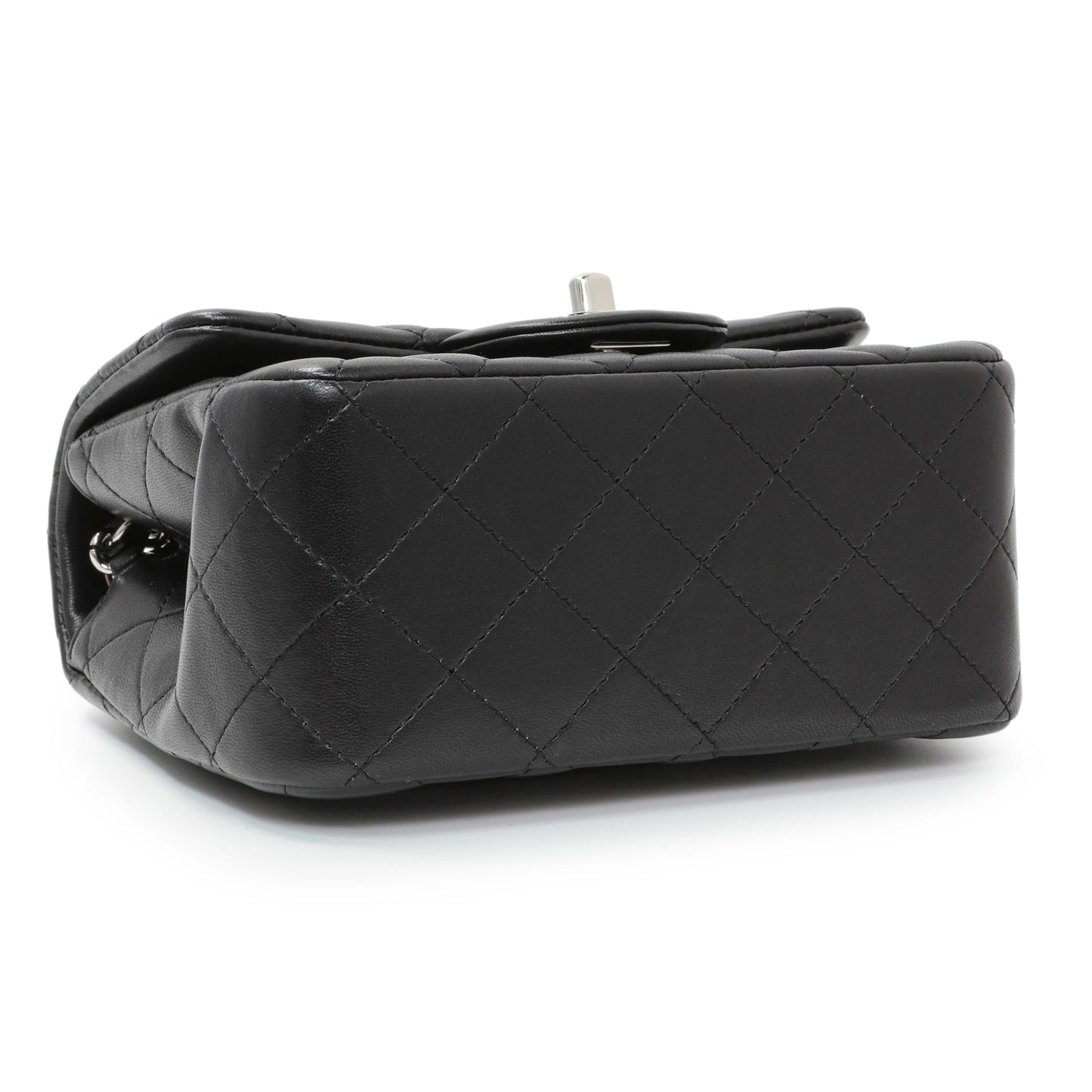 Exclusive Chanel Black Quilted Lambskin Mini Square Flap — Back View