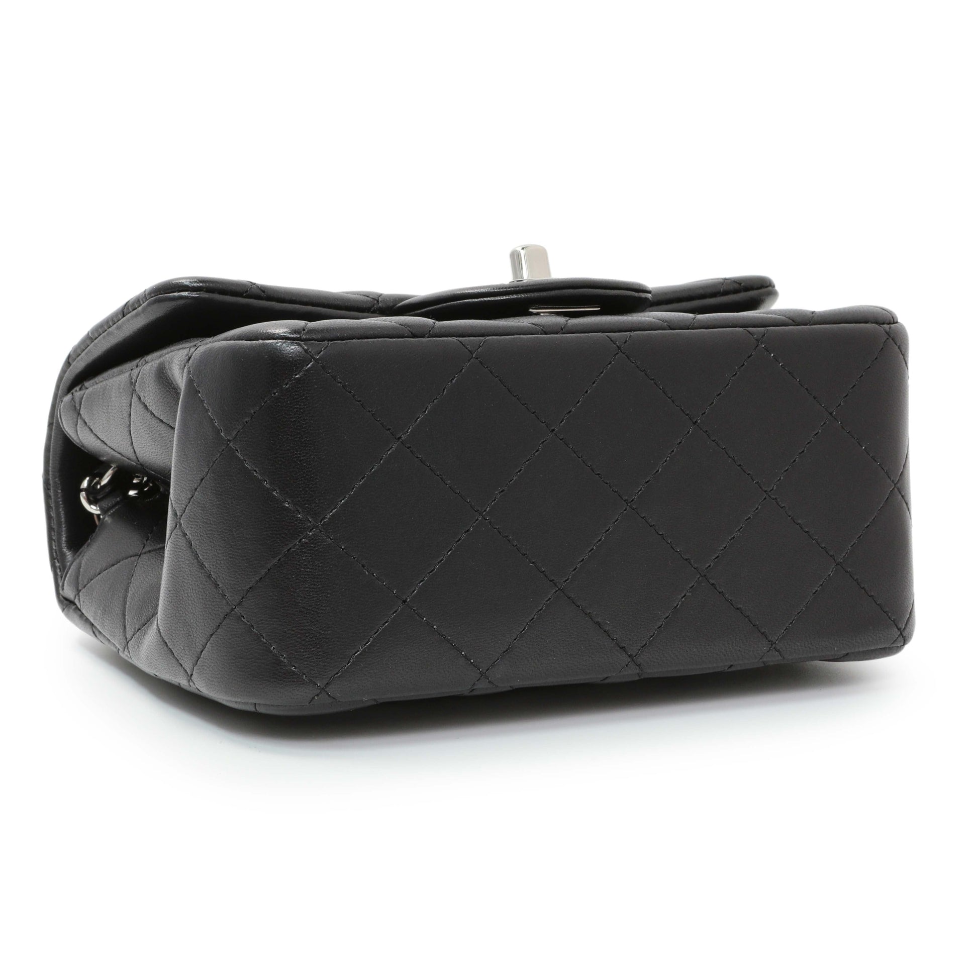 Exclusive Chanel Black Quilted Lambskin Mini Square Flap — Back View