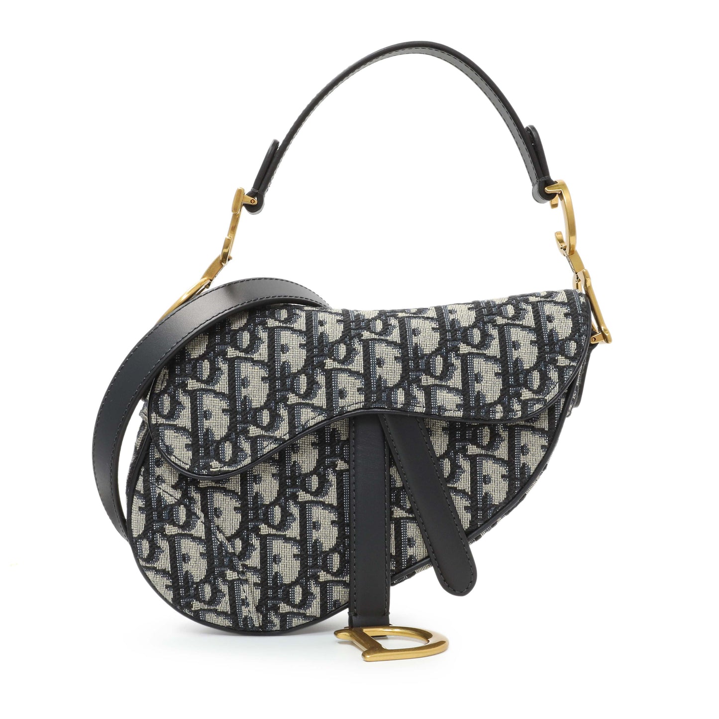 Exclusive Christian Dior Oblique Mini Saddle Bag — Front View