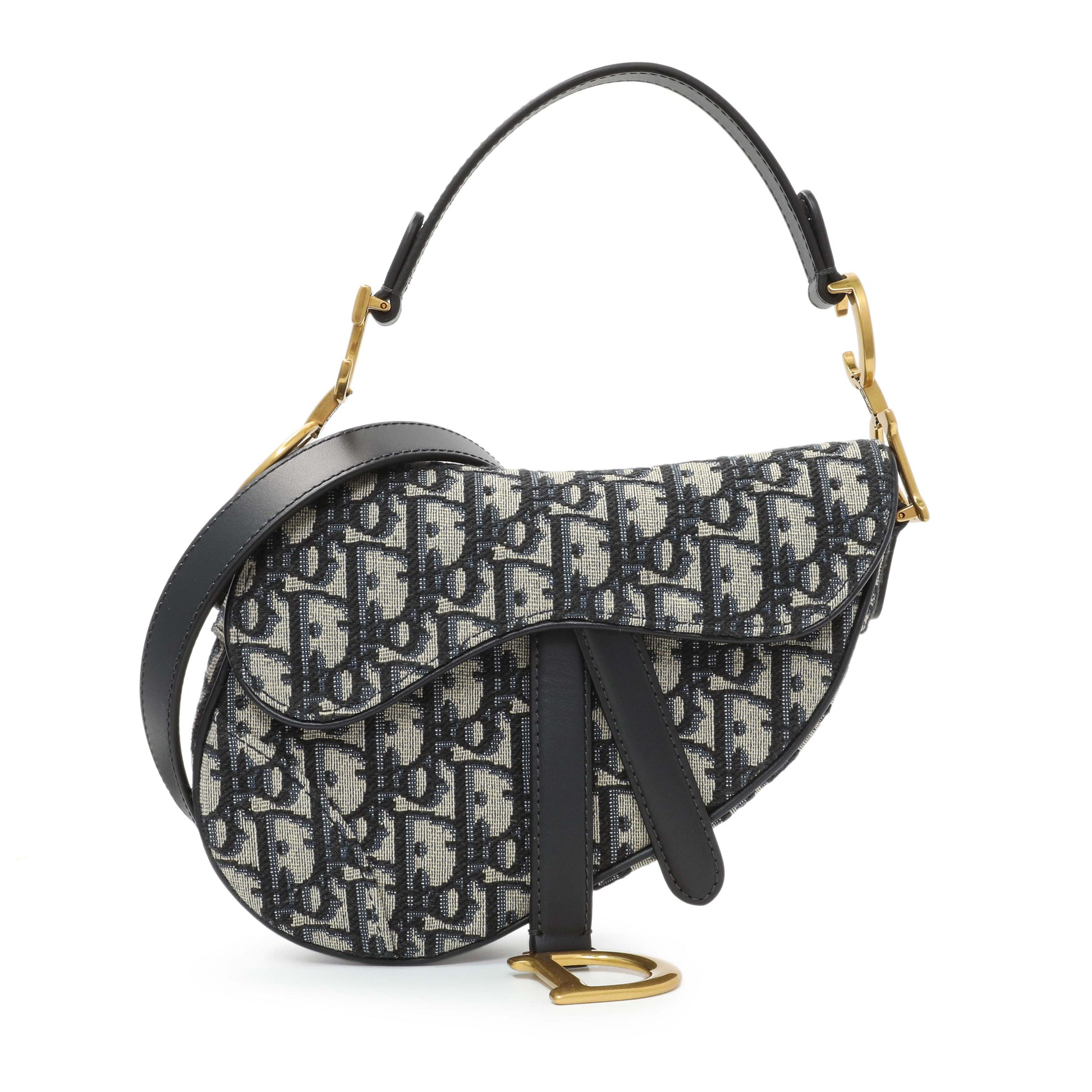 Exclusive Christian Dior Oblique Mini Saddle Bag — Front View