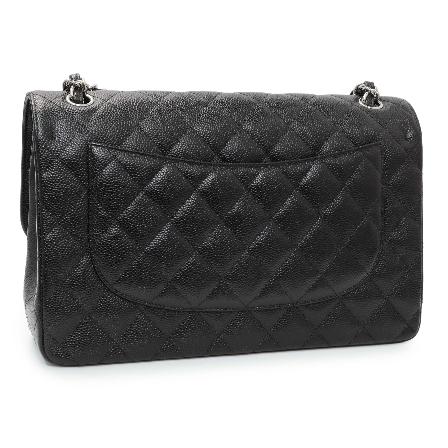 Exclusive Chanel Black Caviar Jumbo Classic Double Flap — Side View