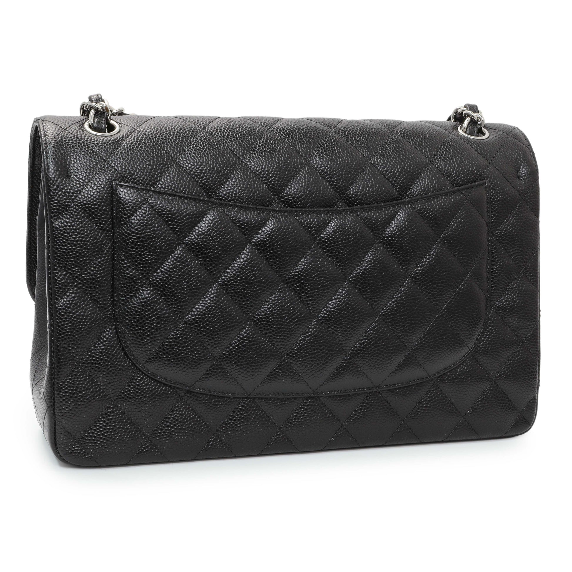 Exclusive Chanel Black Caviar Jumbo Classic Double Flap — Side View