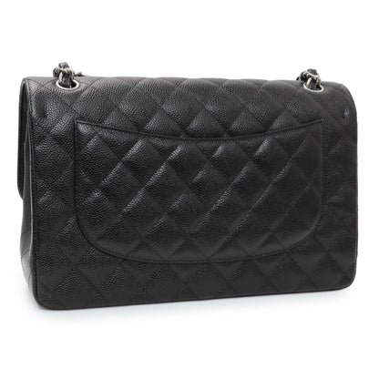 Exclusive Chanel Black Caviar Jumbo Classic Double Flap — Side View