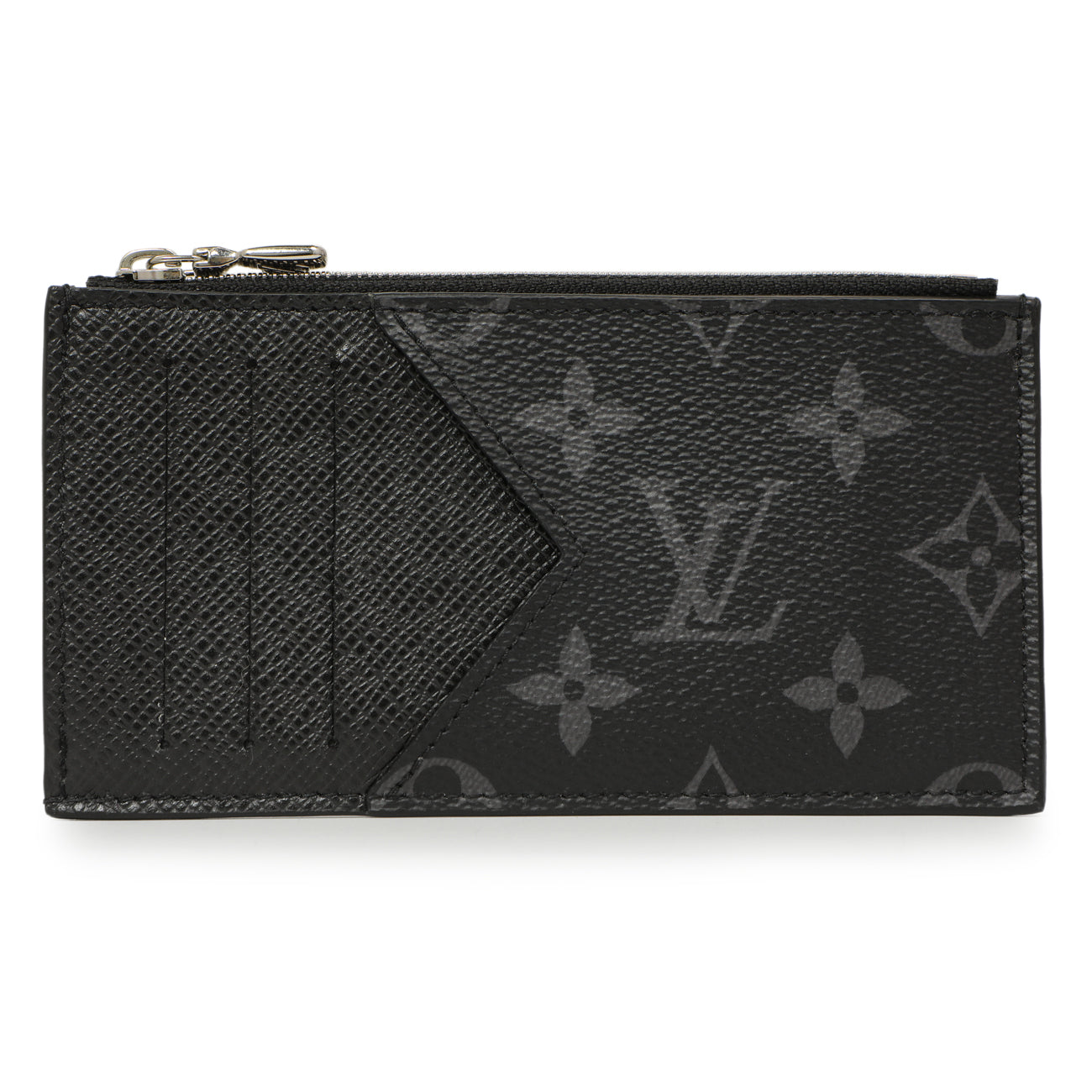 Exclusive Louis Vuitton Monogram Eclipse Taiga Coin Card Holder — Front View