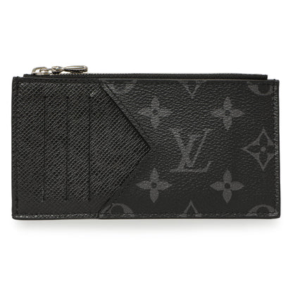 Exclusive Louis Vuitton Monogram Eclipse Taiga Coin Card Holder — Front View