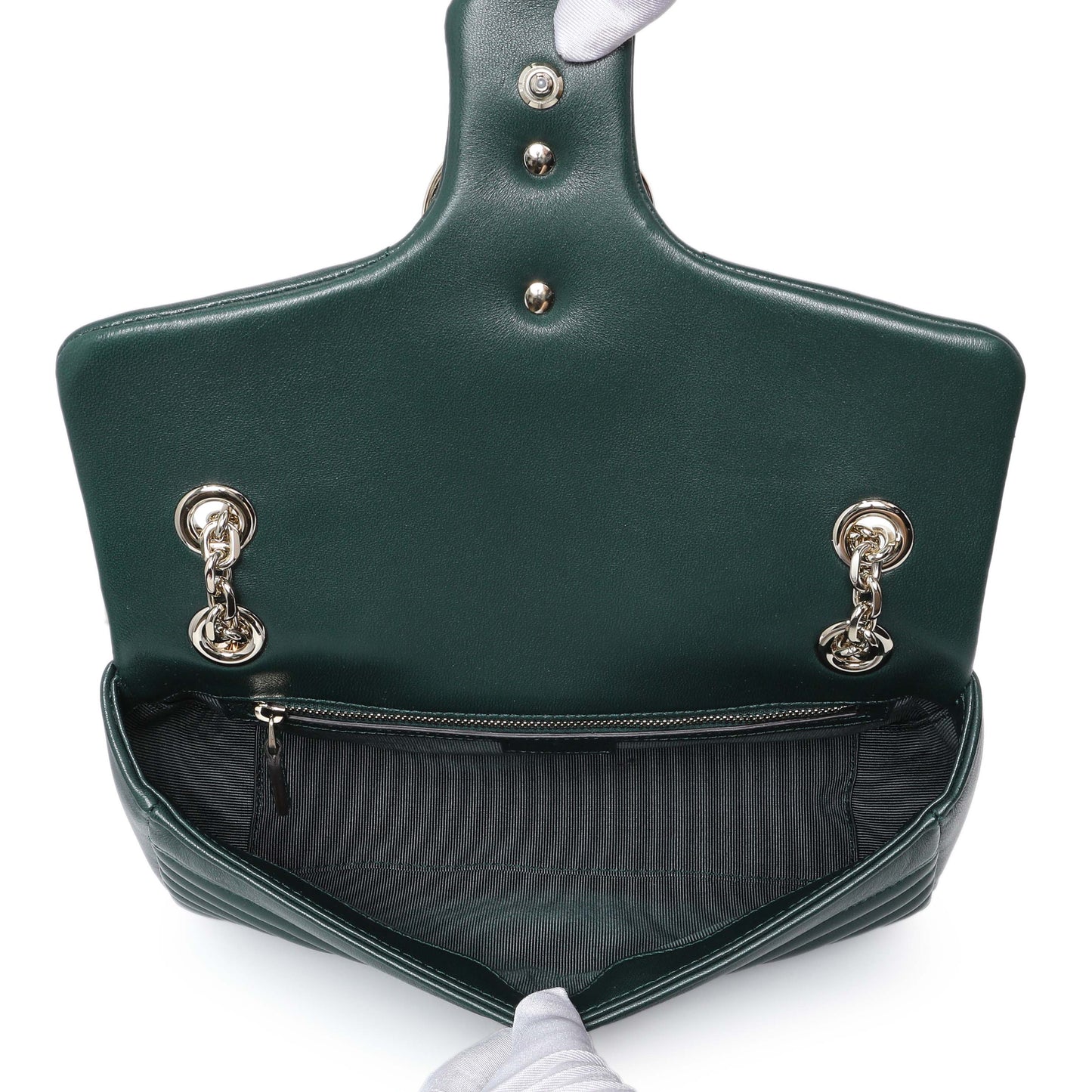 Exclusive Gucci Green Lambskin Matelasse Medium GG Marmont Shoulder Bag NM — Top View