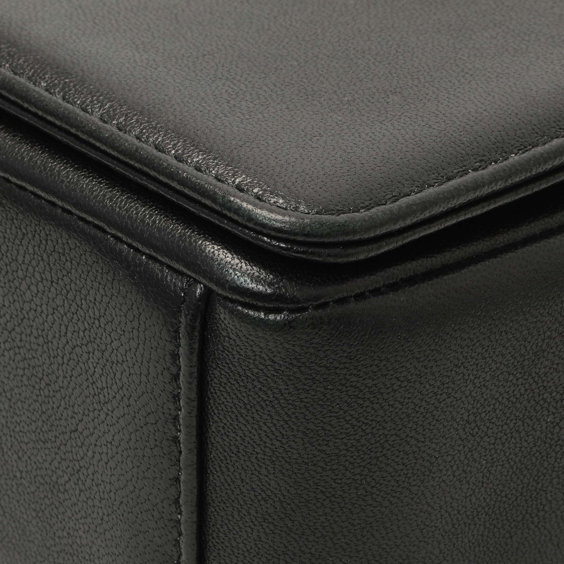 Exclusive Chanel Black Sheepskin Medium Vintage Mademoiselle Flap — Detail View