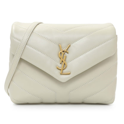 Exclusive Saint Laurent Crema Calfskin Monogram Toy Loulou Crossbody — Front View