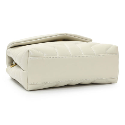 Exclusive Saint Laurent Crema Calfskin Monogram Toy Loulou Crossbody — Back View