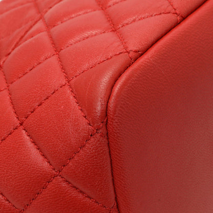 Exclusive Chanel Red Quilted Lambskin Small Hobo — Detail View