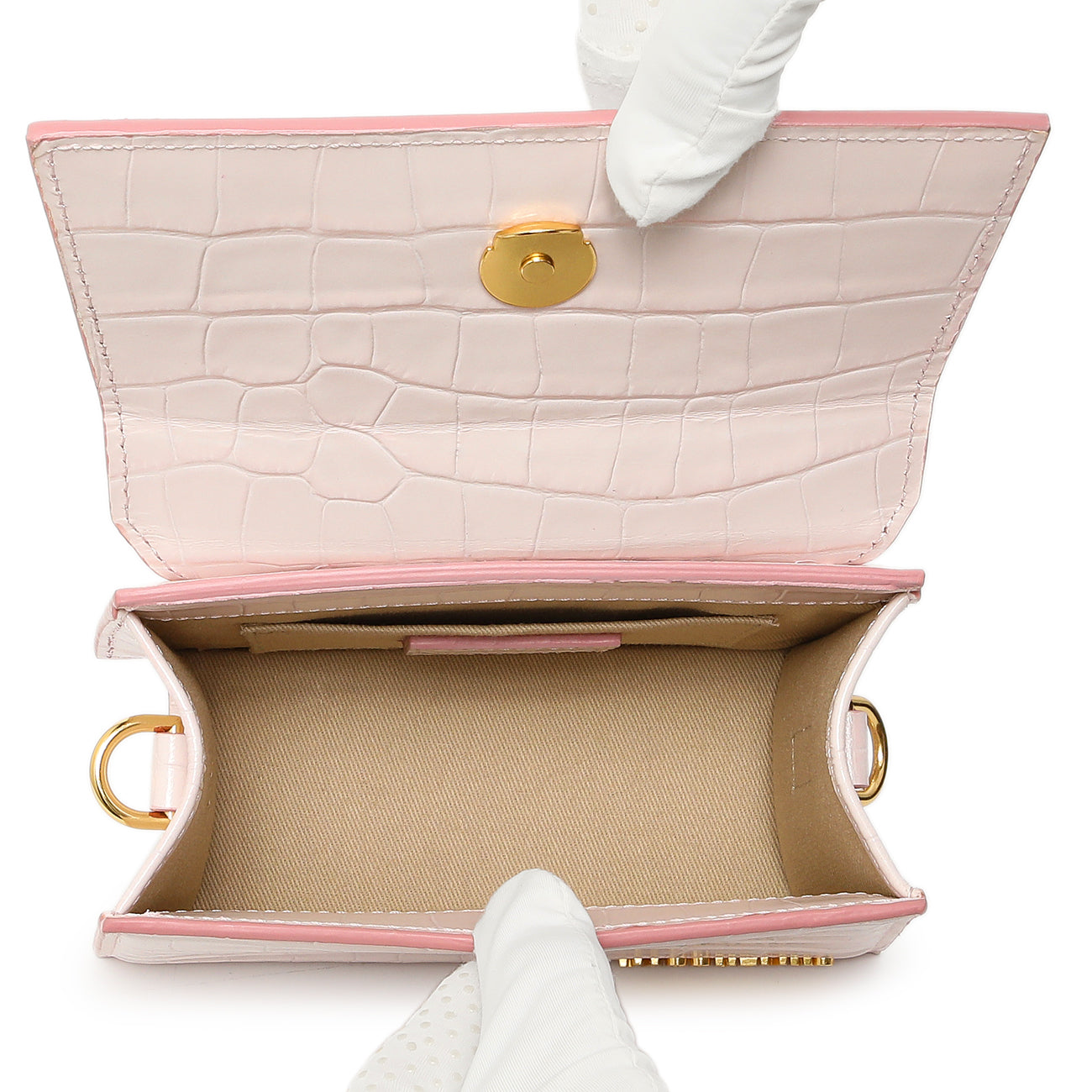 Exclusive Jacquemus Pink Crocodile Embossed Calfskin Moyen Le Chiquito — Alternate View 8