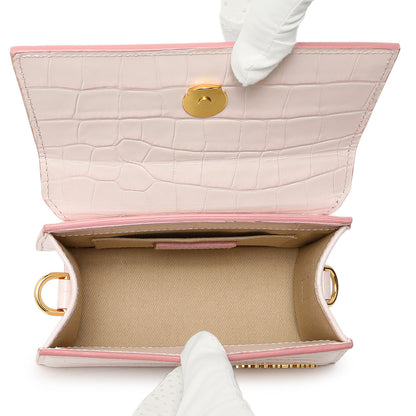 Exclusive Jacquemus Pink Crocodile Embossed Calfskin Moyen Le Chiquito — Alternate View 8