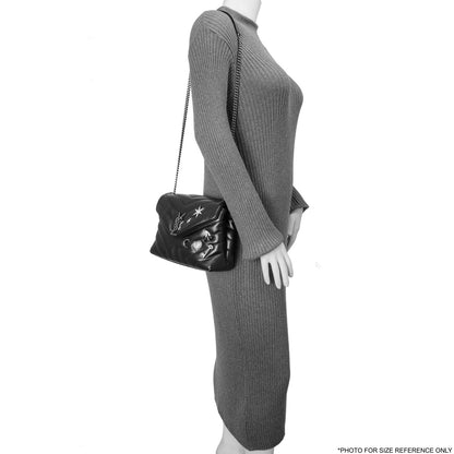 Exclusive Saint Laurent Black Calfskin Y Quilted Monogram Small Charm Loulou Chain Satchel — Alternate View 11