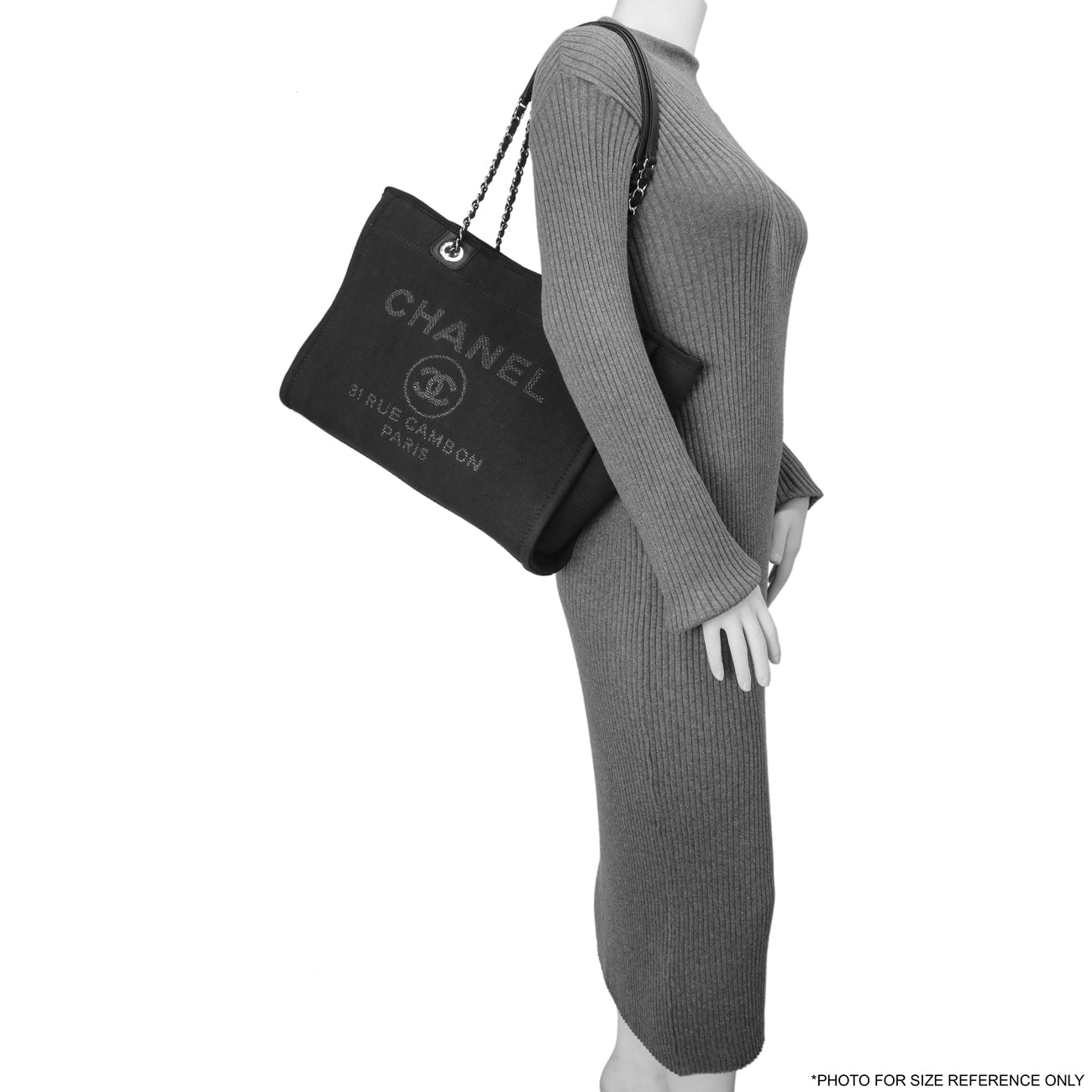 Exclusive Chanel Black Canvas Small Deauville Tote — Alternate View 9