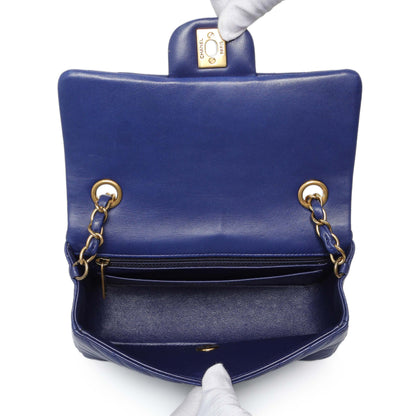 Exclusive Chanel Blue Chevron Quilted Lambskin Mini Rectangular Flap — Alternate View 8