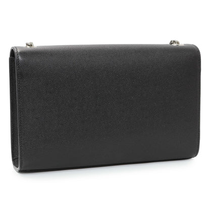 Exclusive Saint Laurent Black Grain De Poudre Medium Monogram Kate Satchel — Side View