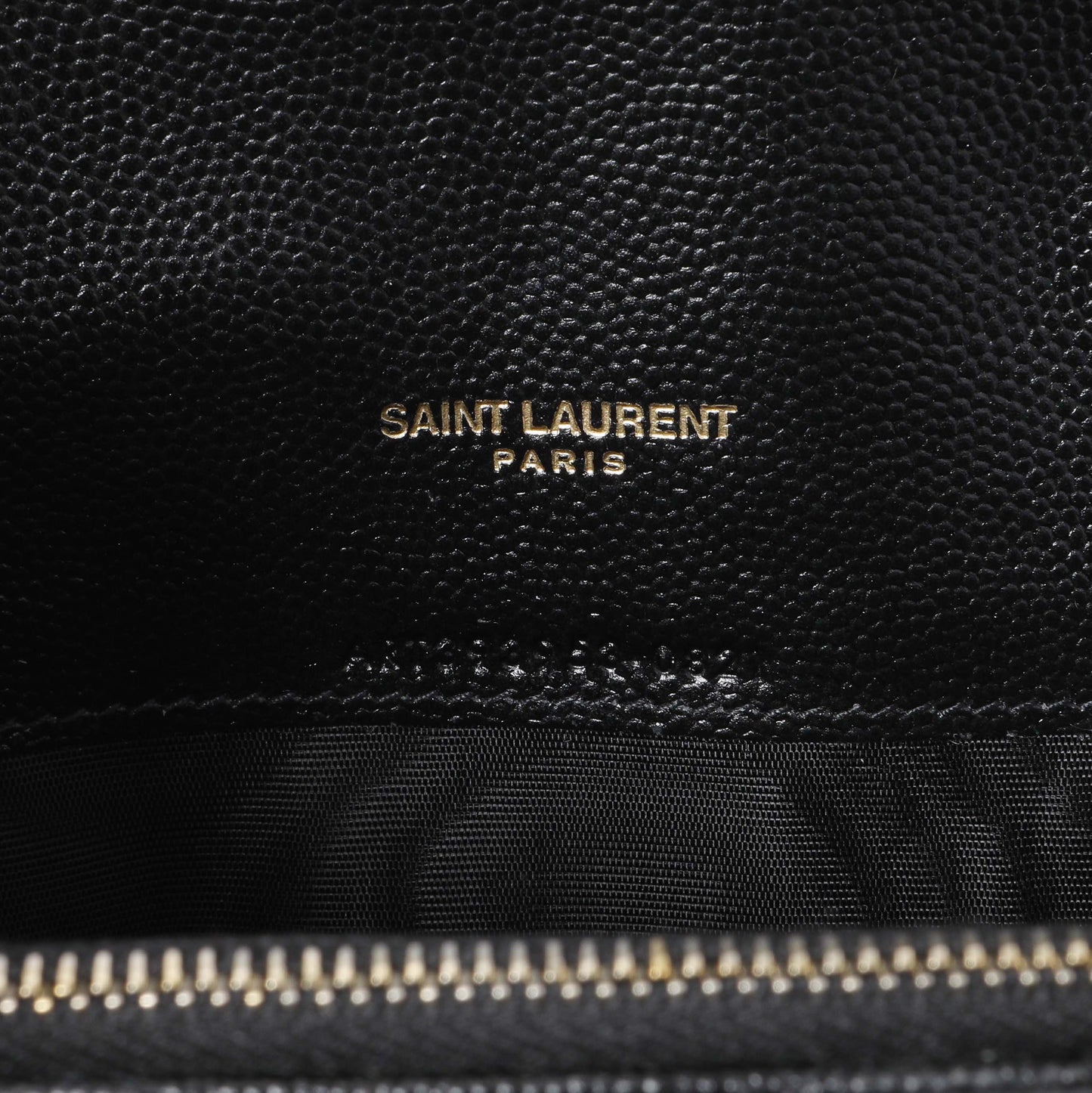 Exclusive Saint Laurent Black Grain De Poudre Matelasse Chevron Monogram Envelope Chain Wallet — Lifestyle View