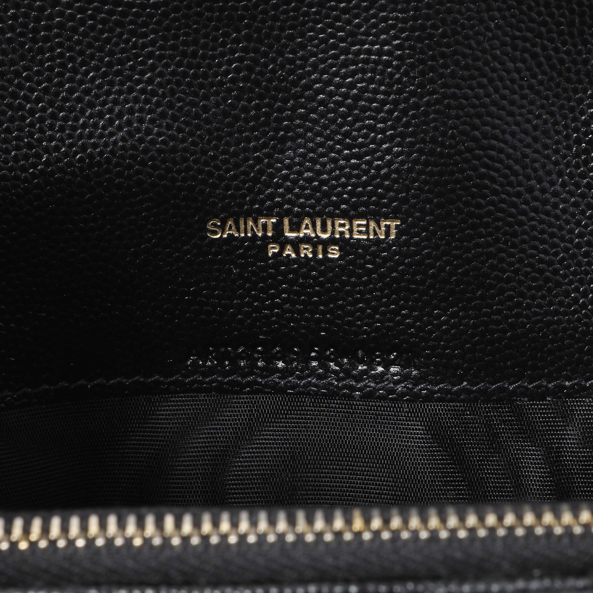 Exclusive Saint Laurent Black Grain De Poudre Matelasse Chevron Monogram Envelope Chain Wallet — Lifestyle View