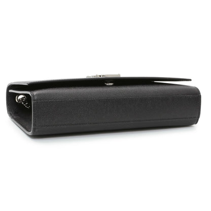 Exclusive Saint Laurent Black Grain De Poudre Medium Monogram Kate Satchel — Back View