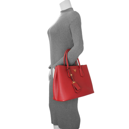 Exclusive Prada Red Saffiano Medium Double Bag — Alternate View 10