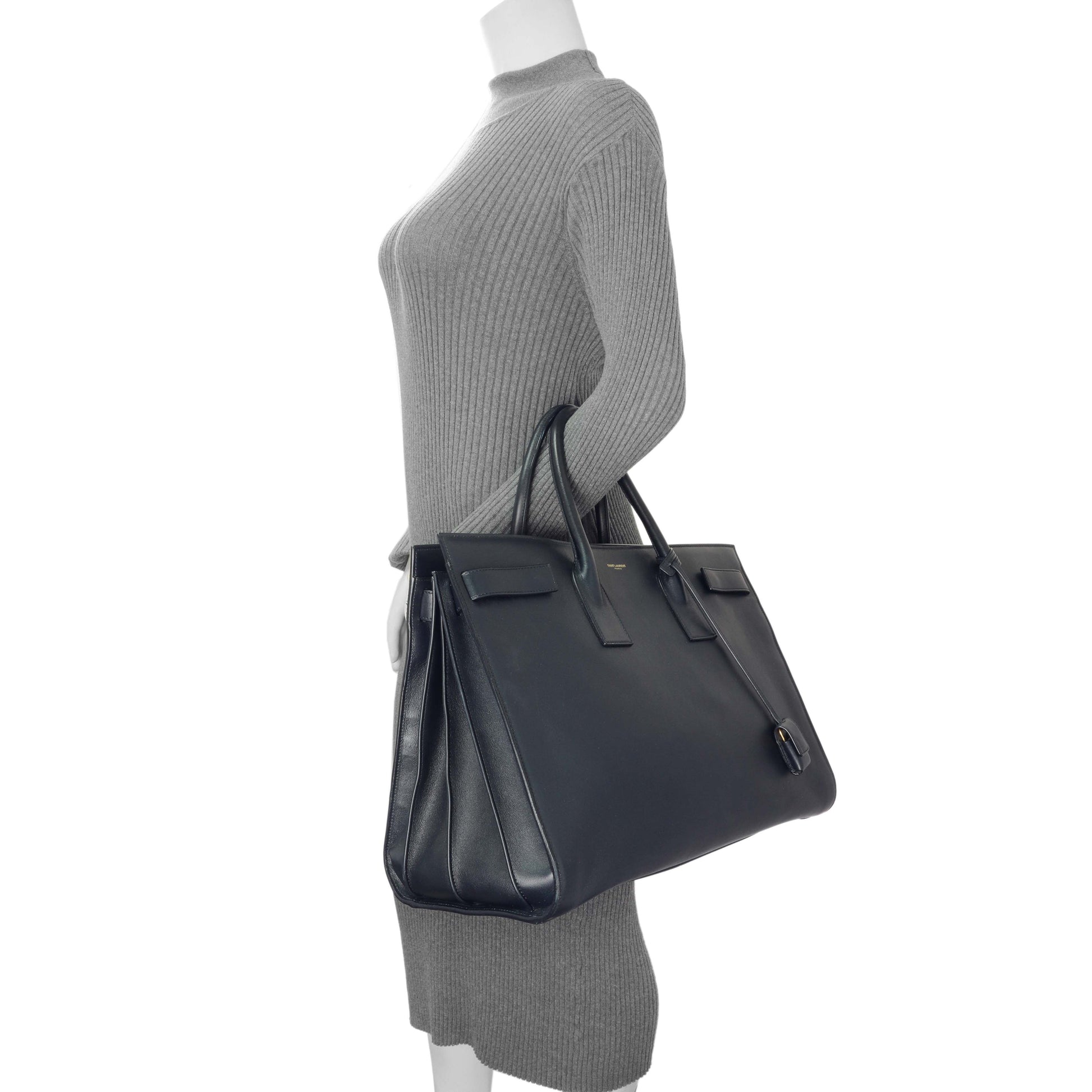 Exclusive Saint Laurent Navy Calfskin Large Sac De Jour — Alternate View 12