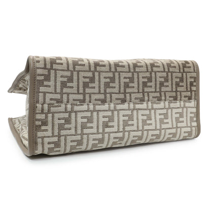Exclusive Fendi Dove Grey Chenille Vitello Cher Sunshine FF Motif Medium Tote — Back View