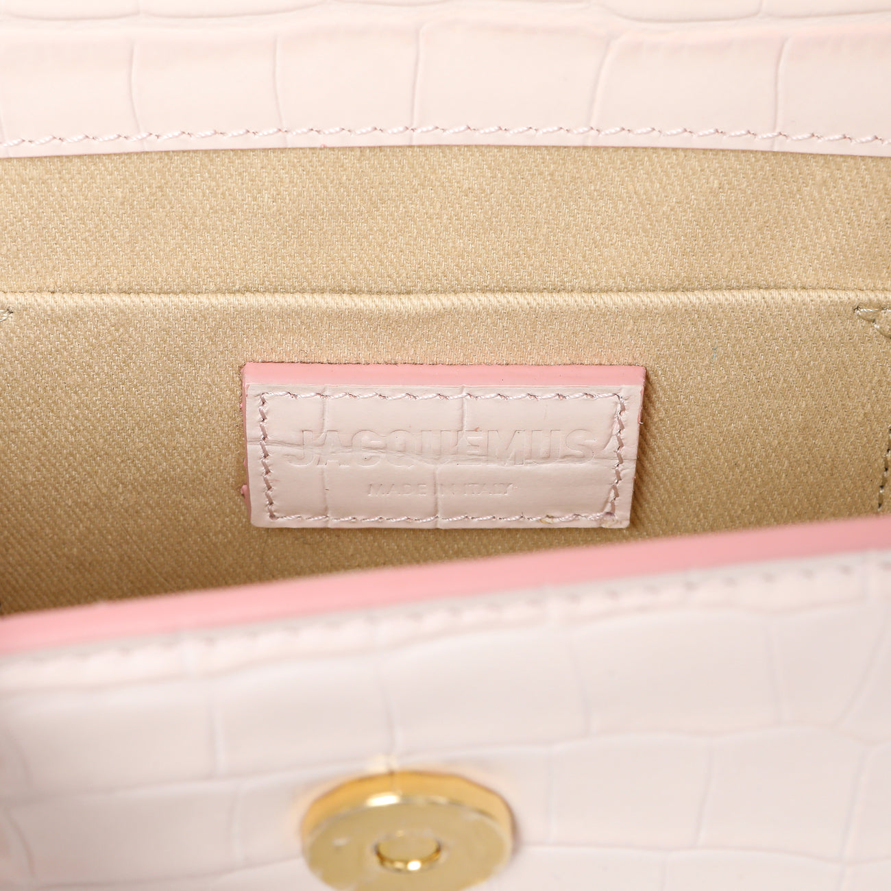 Exclusive Jacquemus Pink Crocodile Embossed Calfskin Moyen Le Chiquito — Alternate View 9