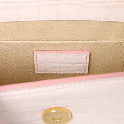 Exclusive Jacquemus Pink Crocodile Embossed Calfskin Moyen Le Chiquito — Alternate View 9