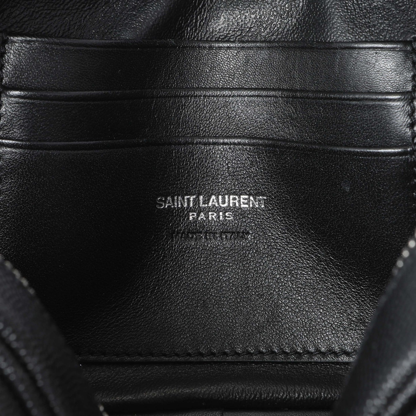 Exclusive Saint Laurent Black Grain De Poudre Matelasse Monogram Mini Lou Camera Bag — Detail View