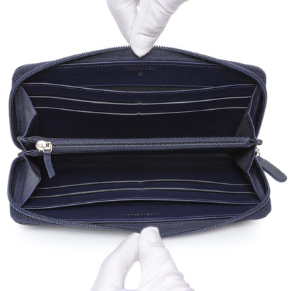 Exclusive Chanel Navy Chevron Quilted Caviar Boy Long Zip Around Wallet — Alternate View 8