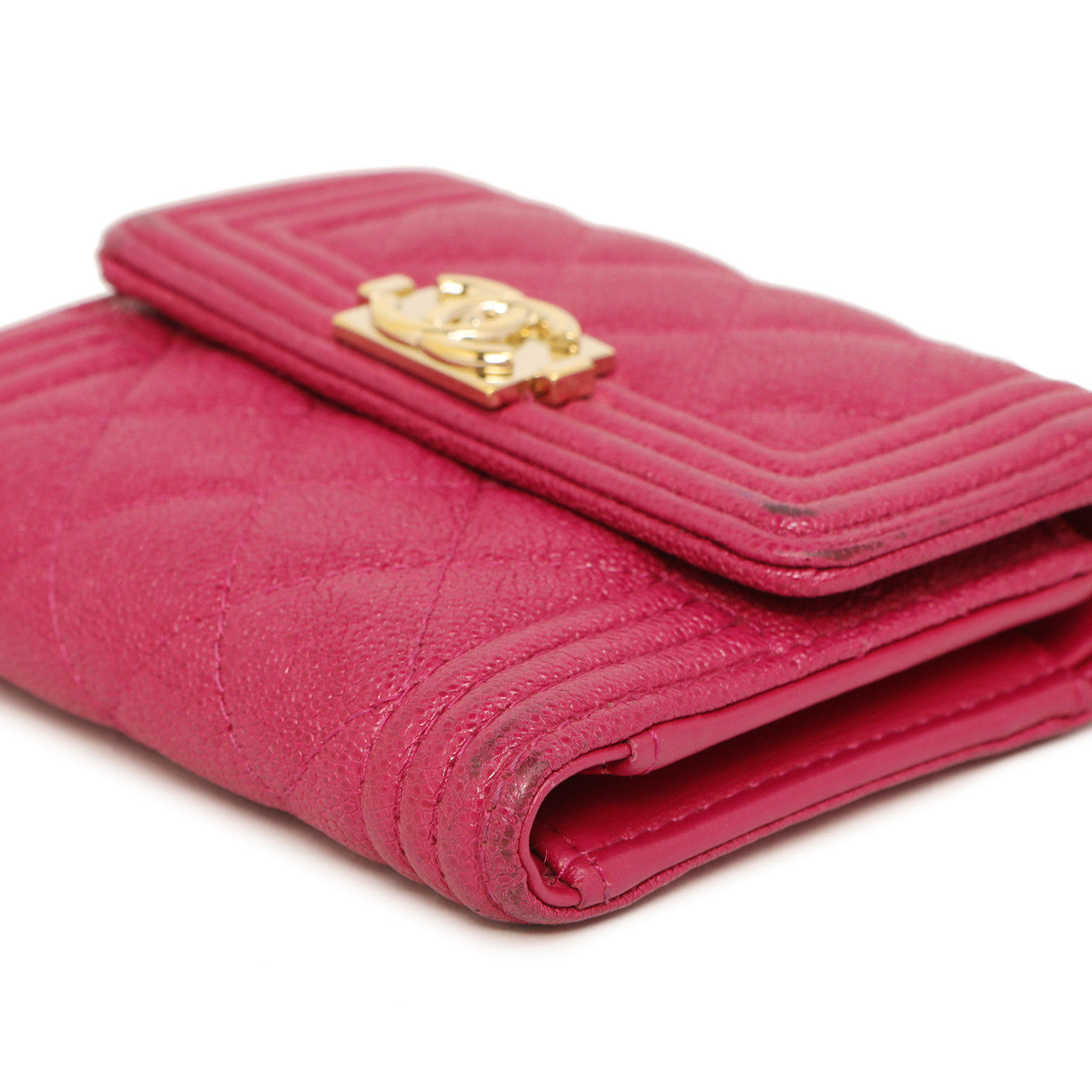 Exclusive Chanel Fuchsia Quilted Caviar Boy Compact Wallet — Alternate View 13
