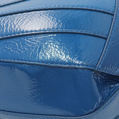 Exclusive Chanel Blue Crumpled Patent Leather Droplet Hobo — Top View
