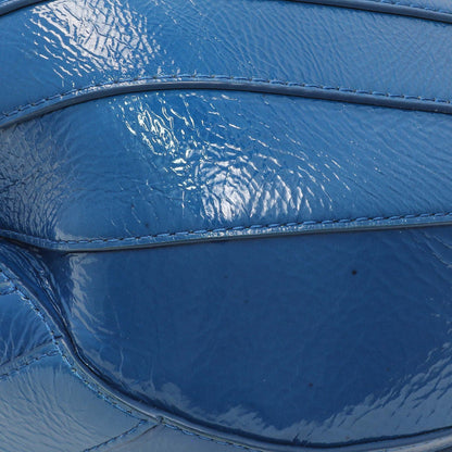 Exclusive Chanel Blue Crumpled Patent Leather Droplet Hobo — Detail View