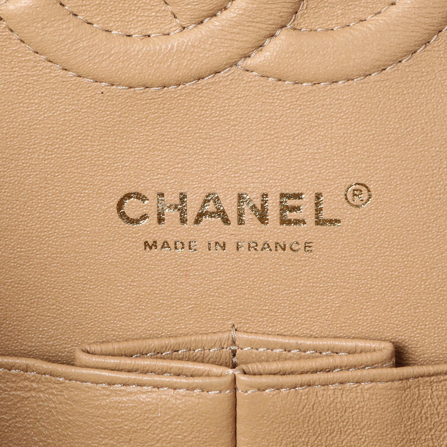 Exclusive Chanel Beige Quilted Caviar Medium Double Flap — Alternate View 9