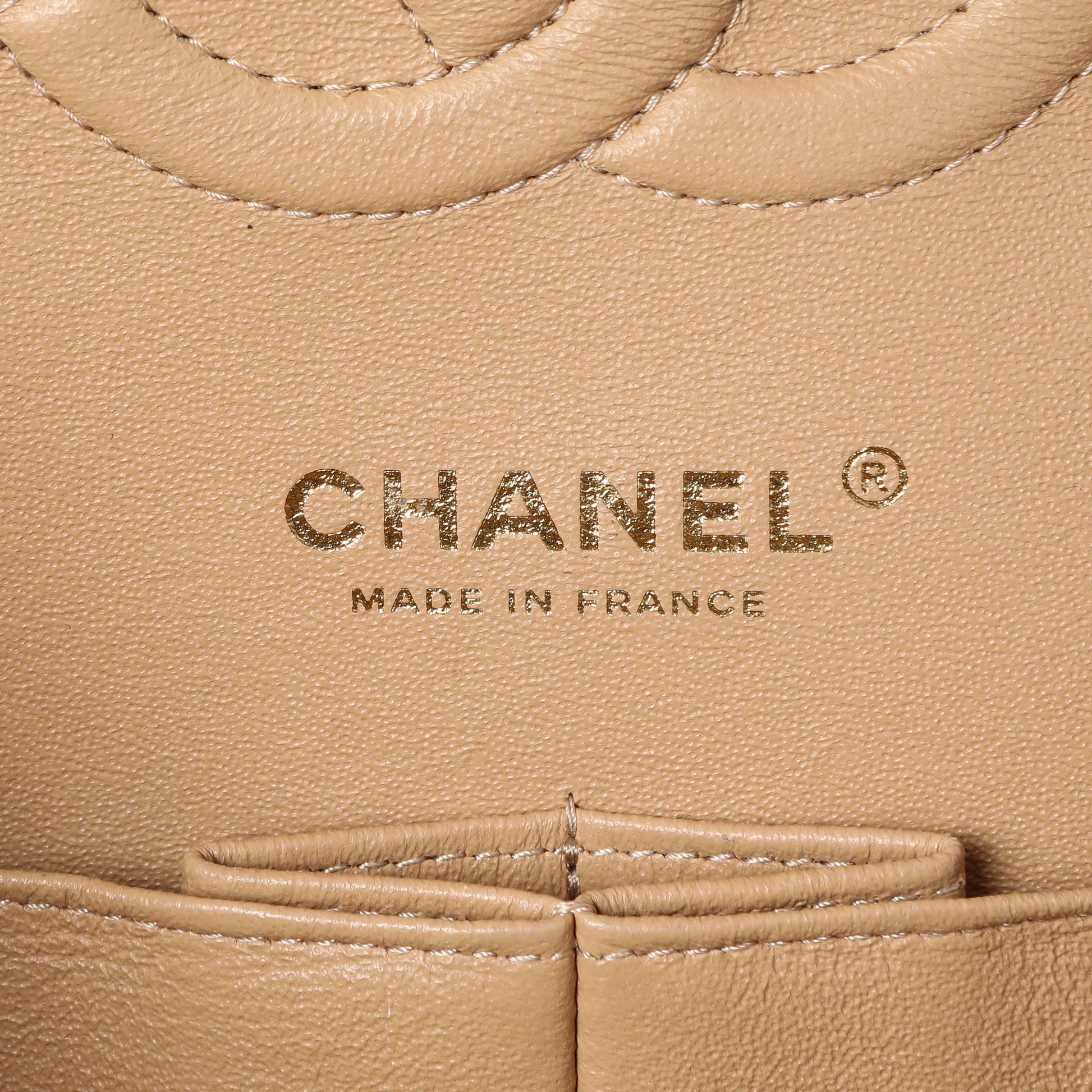 Exclusive Chanel Beige Quilted Caviar Medium Double Flap — Alternate View 9