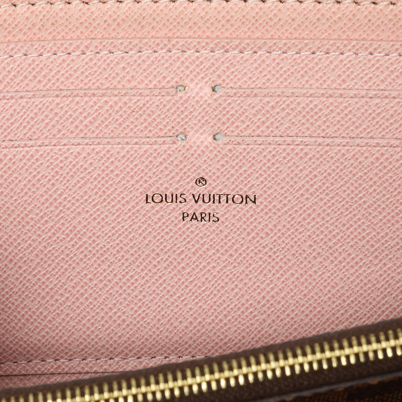 Exclusive Louis Vuitton Damier Ebene Rose Ballerine Clemence Wallet — Detail View