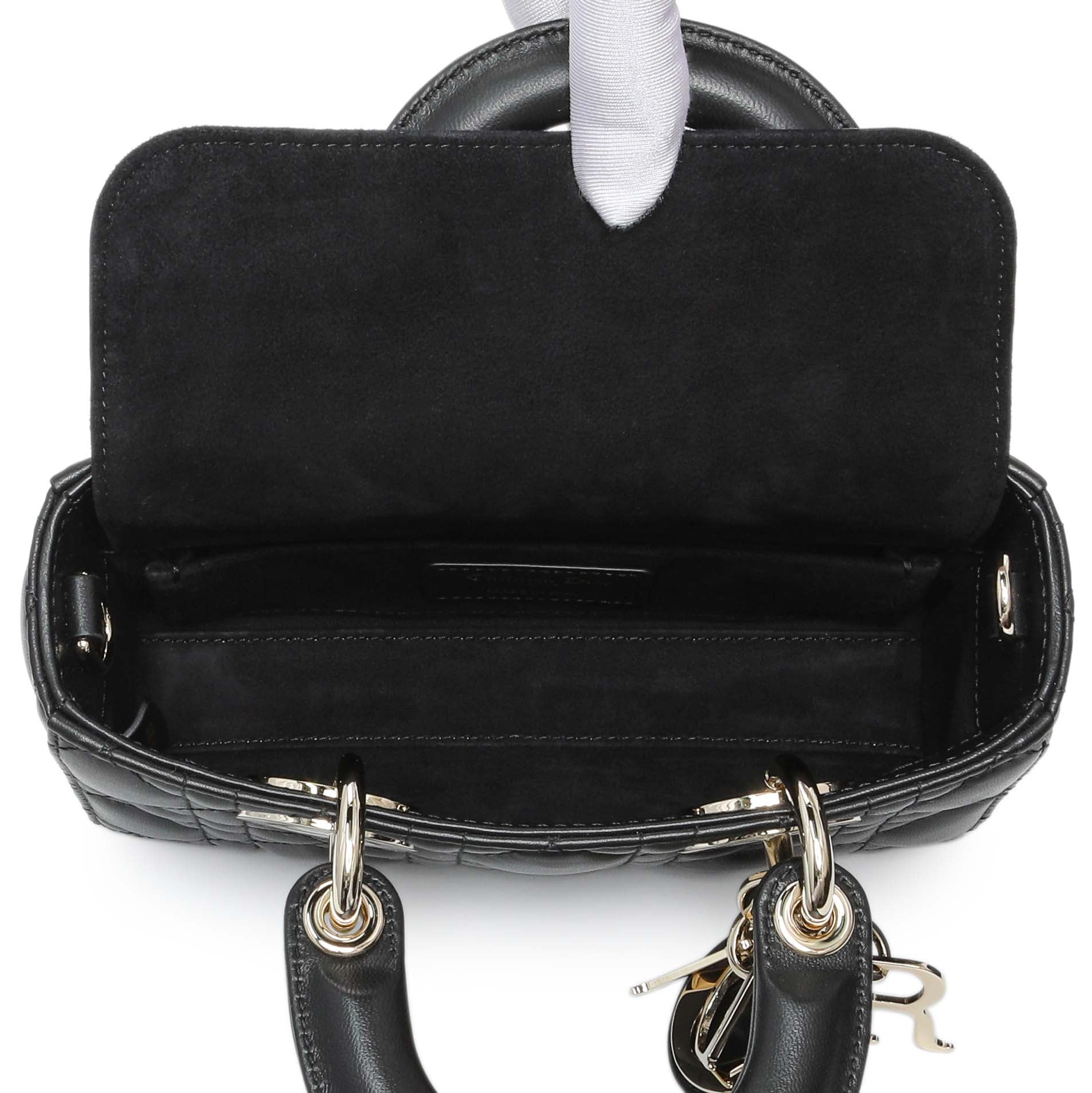 Exclusive Christian Dior Black Cannage Mini Lambskin Lady D-Joy — Top View