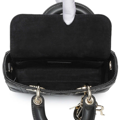 Exclusive Christian Dior Black Cannage Mini Lambskin Lady D-Joy — Top View